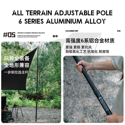 Shinetrip 2.8m Adjustable Pole Rod Quick Adjust for Flysheet Tarp Tent Camping Bag Hiking Awning Tactical Style A561