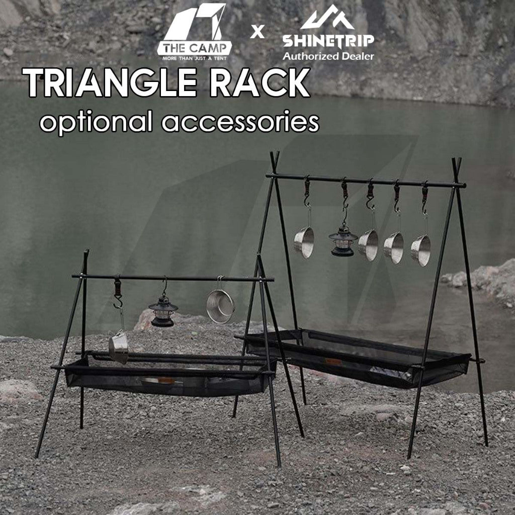 Shinetrip Outdoor Triangle Hanging Rack Aluminum Mesh Camping Hanger Tripod Shelf Stand Tableware Organizer
