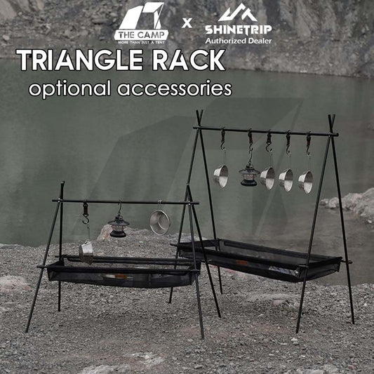 Shinetrip Outdoor Triangle Hanging Rack Aluminum Mesh Camping Hanger Tripod Shelf Stand Tableware Organizer