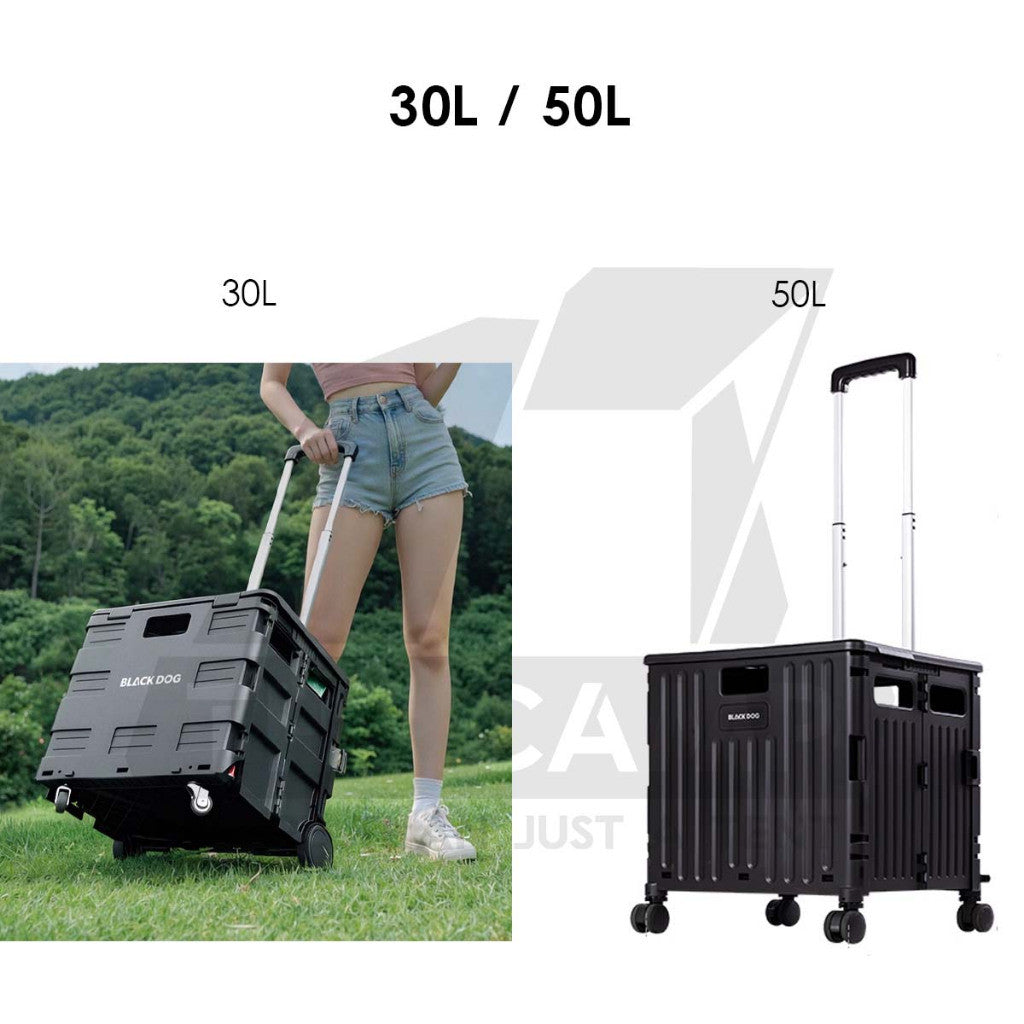 Blackdog 30L / 50L Wheel Storage Box Telescopic Handle Foldable Shopping Cart Camping Wagon Trolley Compact CBD2550XB016