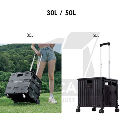 Blackdog 30L / 50L Wheel Storage Box Telescopic Handle Foldable Shopping Cart Camping Wagon Trolley Compact CBD2550XB016