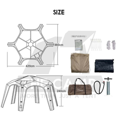 Vidalido Star Island Air Dome with Optional Door Cloth 2 in 1 Mesh Connector PU2000 Silver Coated Black Brown Khaki