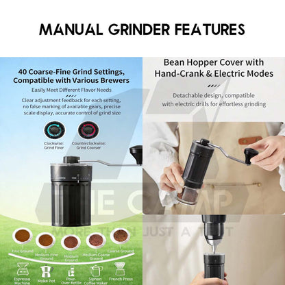 Cliton Pour Over Coffee Set Intermediate Gift Set 8 in 1 Drip Coffee Maker Dripper Set Barista Grinder Kettle CL-CFS18