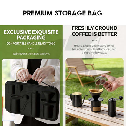 Cliton Outdoor Pour Over Coffee Set 7pcs Gift Set Drip Coffee Maker Dripper Set Barista Grinder Kettle CL-CFS23