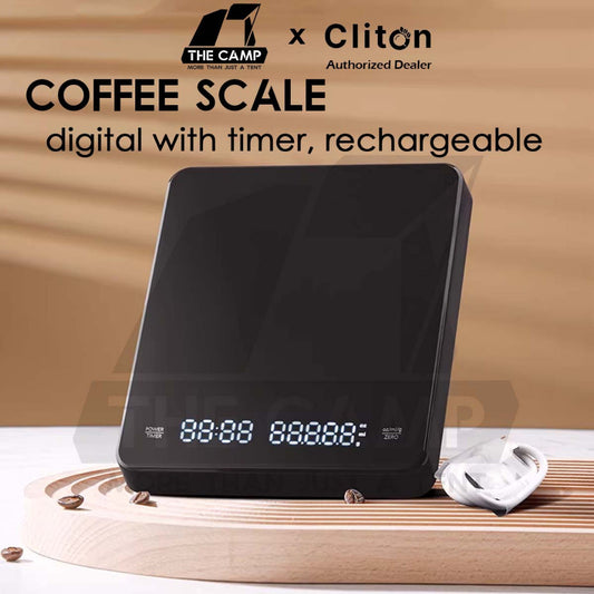 Cliton Coffee Scale Rechargeable Battery Kitchen Scale Digital Electronic Weight with Auto Timer Barista CL-KFC01