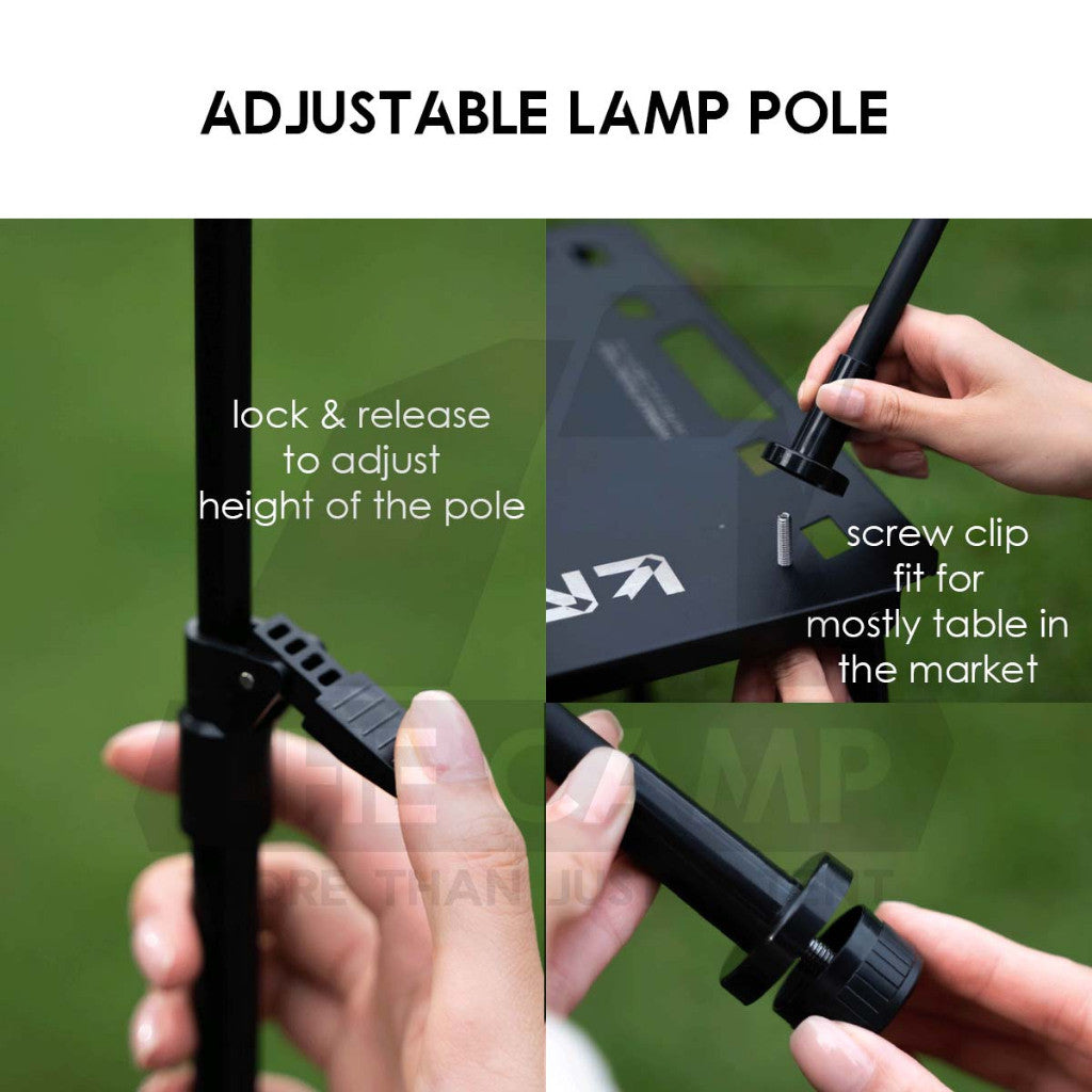 Wellhike SWS Lamp Pole Adjustable Light Stand Tripod for IGT Table Panel Outdoor Camping Lampu Lantern Hanger Rod