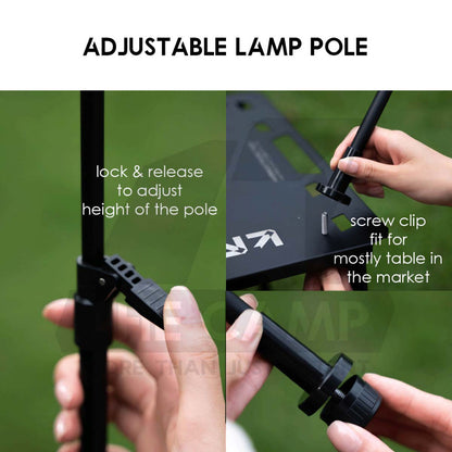 Wellhike SWS Lamp Pole Adjustable Light Stand Tripod for IGT Table Panel Outdoor Camping Lampu Lantern Hanger Rod