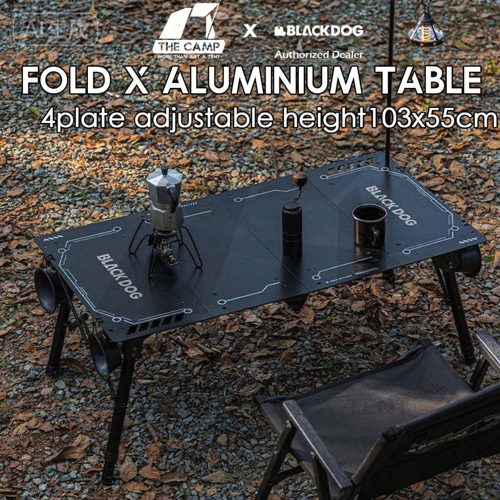 Blackdog Fold X Aluminium Table Portable Adjustable Height 4 piece Quick Folding Outdoor Camping CBD2550JJ029