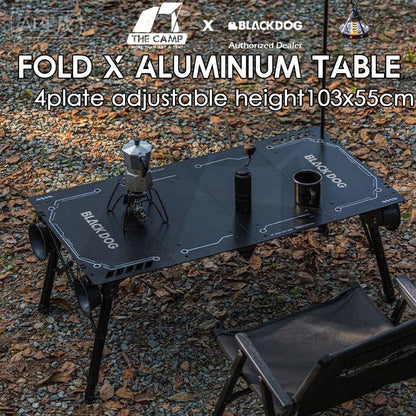 Blackdog Fold X Aluminium Table Portable Adjustable Height 4 piece Quick Folding Outdoor Camping CBD2550JJ029