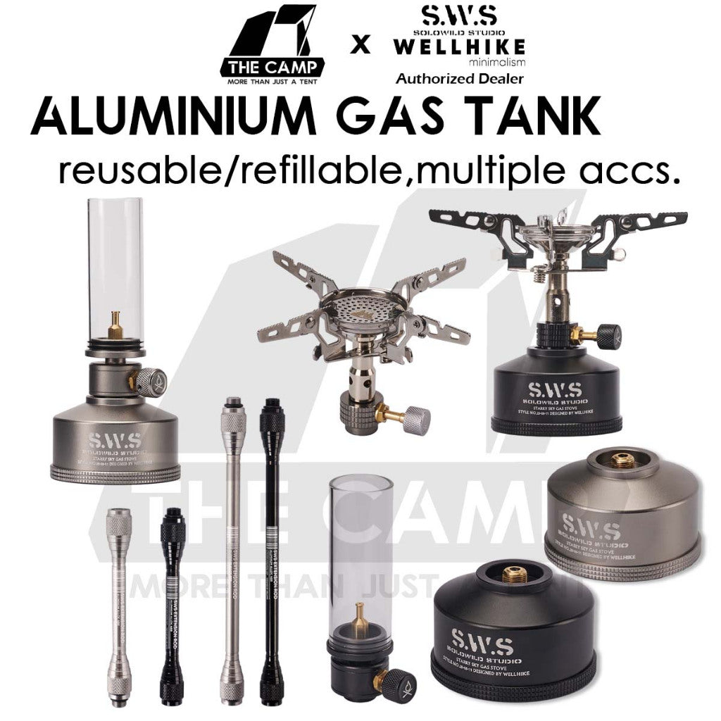 Wellhike SWS Gas Tank Refillable Reusable Lamp Extension Rod Foldable Stove Aluminium Butane Gas