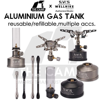 Wellhike SWS Gas Tank Refillable Reusable Lamp Extension Rod Foldable Stove Aluminium Butane Gas