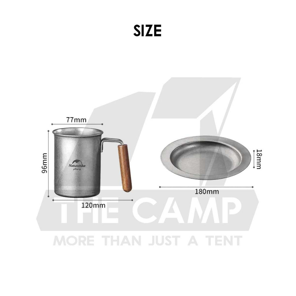 Naturehike Vintage Cup & Plate Retro Design Tableware Outdoor Camping Stainless Steel Mug Cawan Piring NH21SJ001