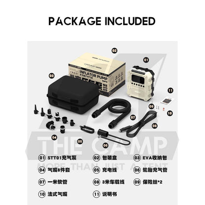 Campum STT01 Air Pump for Air Tent Inflate Deflate SUP Board Air Bed 60PSI 15600mah Portable Electric Car Plug