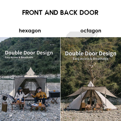 Naturehike Ranch Pyramid Teepee Tent Hexagon Octagon Outdoor Camping Free Groundsheet PU3000 Khemah NH20ZP013 NH20ZP014