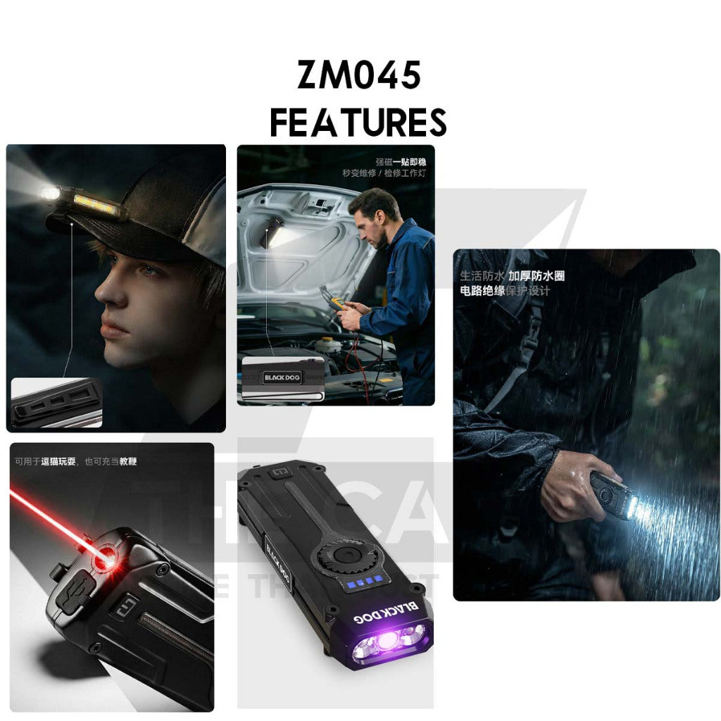 Blackdog Tactical Torch Light EDC Flash RGB Buzzer UV Outdoor Camping Light Lamp R2 Lampu CBD2550ZM048 CBD2550ZM045