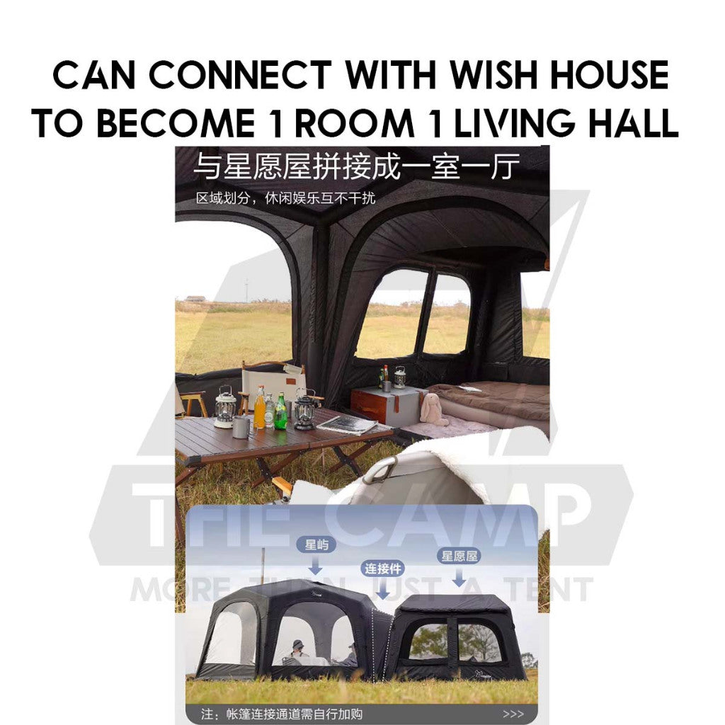 Vidalido Star Island Air Dome with Optional Door Cloth 2 in 1 Mesh Connector PU2000 Silver Coated Black Brown Khaki