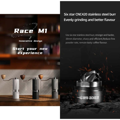 MHW-3BOMBER Racing M1 / R3 Manual Coffee Grinder 6 / 7 Core Blade Internal / External Adjustable Setting for Espresso