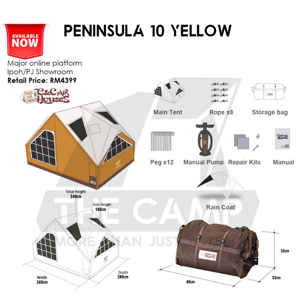 CC Peninsula 10 (PEN) Inflatable Air Tent Retro Vintage Style Whimsical Outdoor Camping Pump Khemah Angin