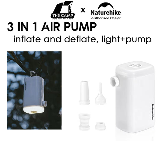 Naturehike 3 in 1 Rechargeable Air Pump + LED Lamp Light Lantern for Inflatable Mattress Pillow Camping NH18Q001-A