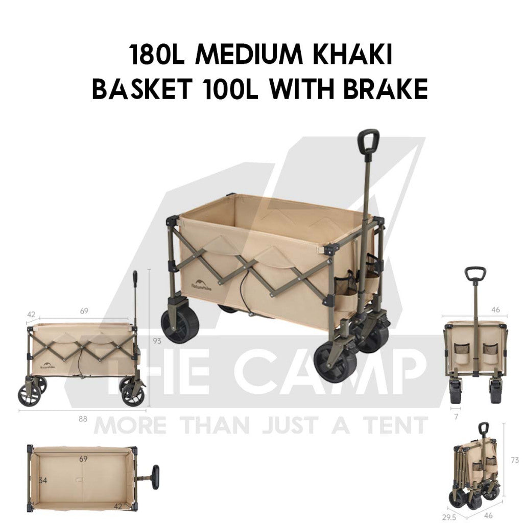 Naturehike QingYing Compact Wagon Trolley Cart with Brake 250L 110L Foldable Detachable Wheel CNK2350JJ012