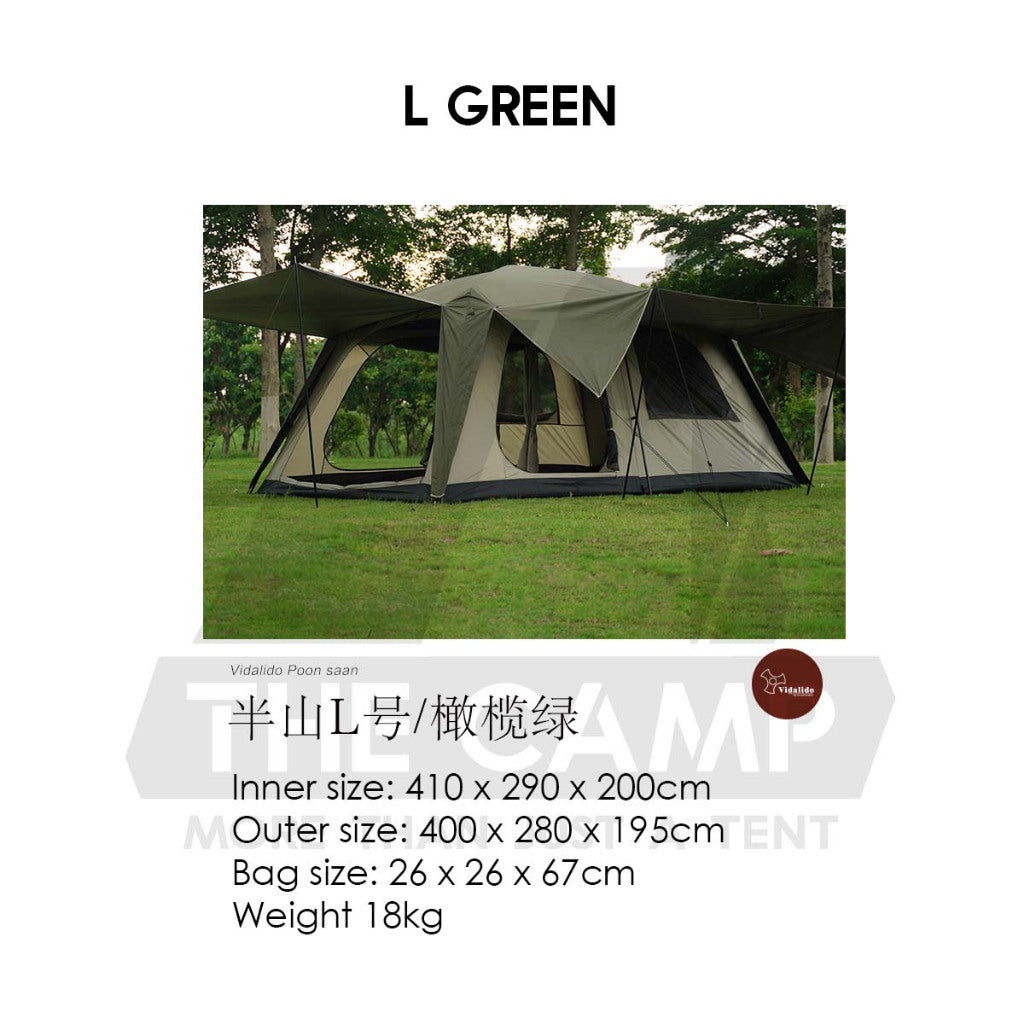 Vidalido Poon Saan Tent Outdoor Camping Two Rooms Three Living Hall Room Manual Tent Black Large & Medium