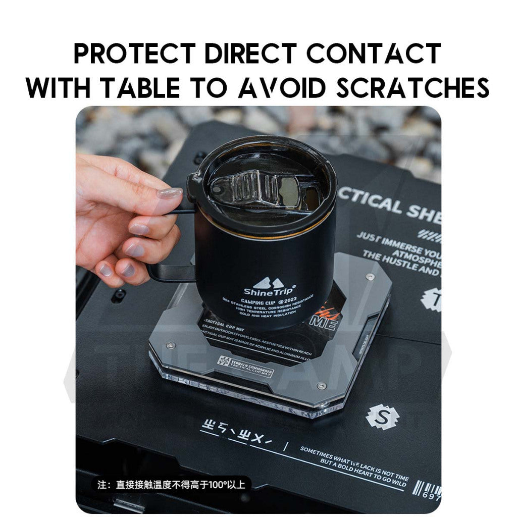 Shinetrip Cup Coaster Anti Hot Aluminium + Acrylic Outdoor Camping Anti Scratch Table Protector Tactical Style A560