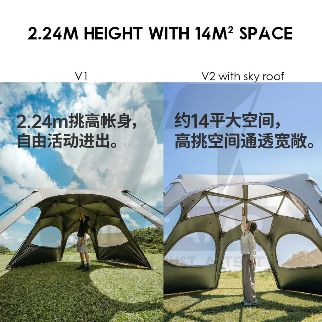 Naturehike Hexagon Auto Dome Shelter V1 V2 Cloud Boundary Quick Opening Canopy Flysheet Door Mesh TPU Cloth CNK230WS014