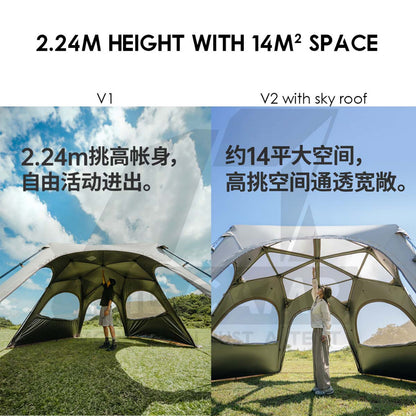 Naturehike Hexagon Auto Dome Shelter V1 V2 Cloud Boundary Quick Opening Canopy Flysheet Door Mesh TPU Cloth CNK230WS014