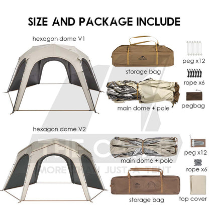 Naturehike Hexagon Auto Dome Shelter V1 V2 Cloud Boundary Quick Opening Canopy Flysheet Door Mesh TPU Cloth CNK230WS014