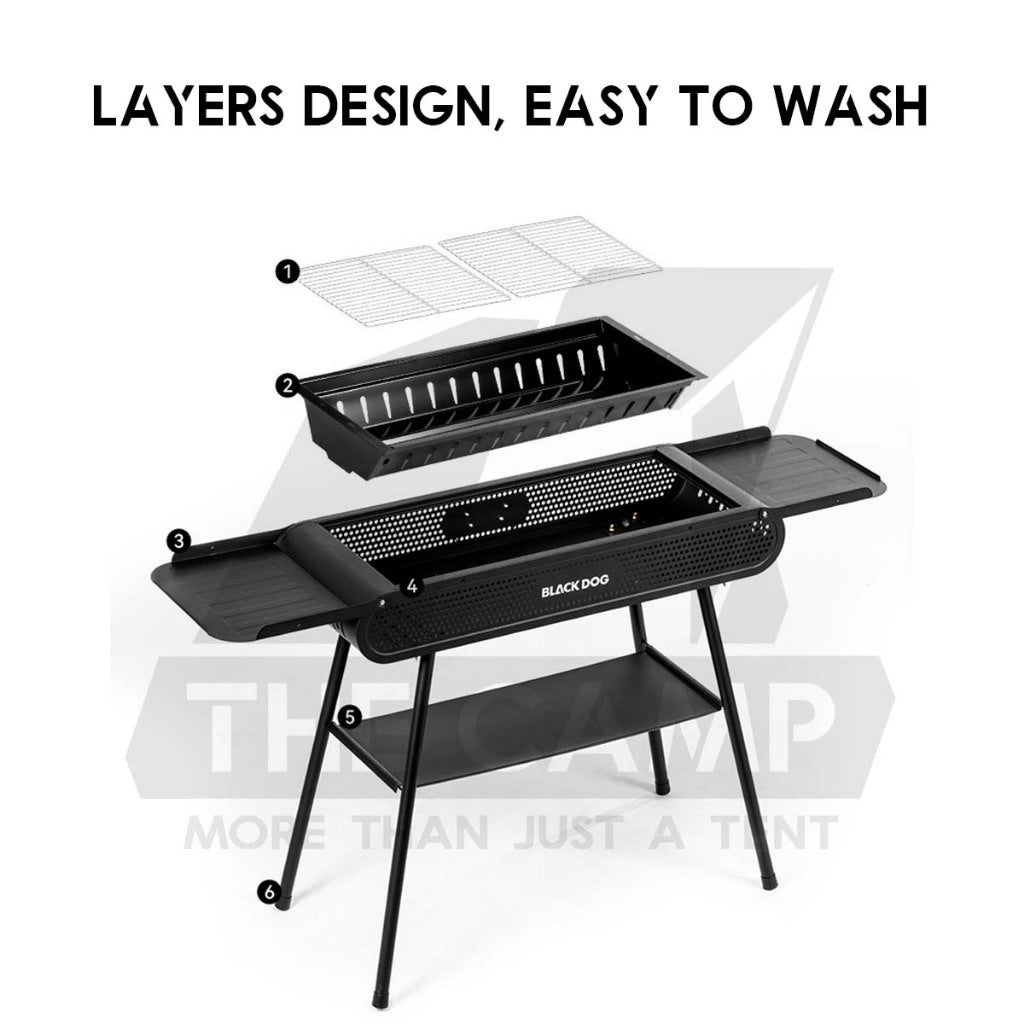 Blackdog Portable Camping BBQ Grill Rack Stand Outdoor Folding Charcoal Stove Firepower Adjustable Height CBD2550CF017