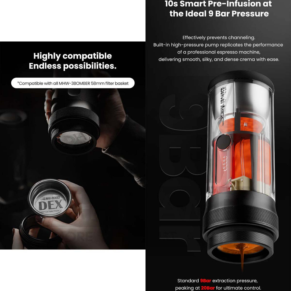 MHW-3BOMBER X-press58 Portable Coffee Machine 58mm Professional Outdoor Camping Espresso Machine CM6954