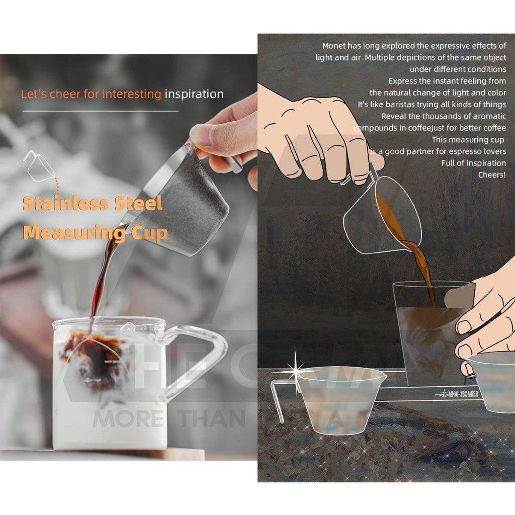 MHW-3BOMBER Measuring Cup Glass Stainless Steel Black with Scale Measure Jug 100ml 120ml