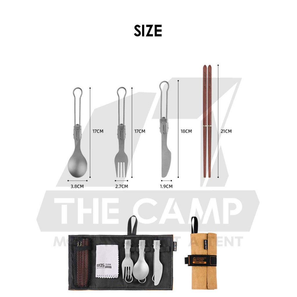 Shinetrip Titanium Cutlery Set Complete with Premium Storage Bag Fork Spoon Knife Chopstick A589