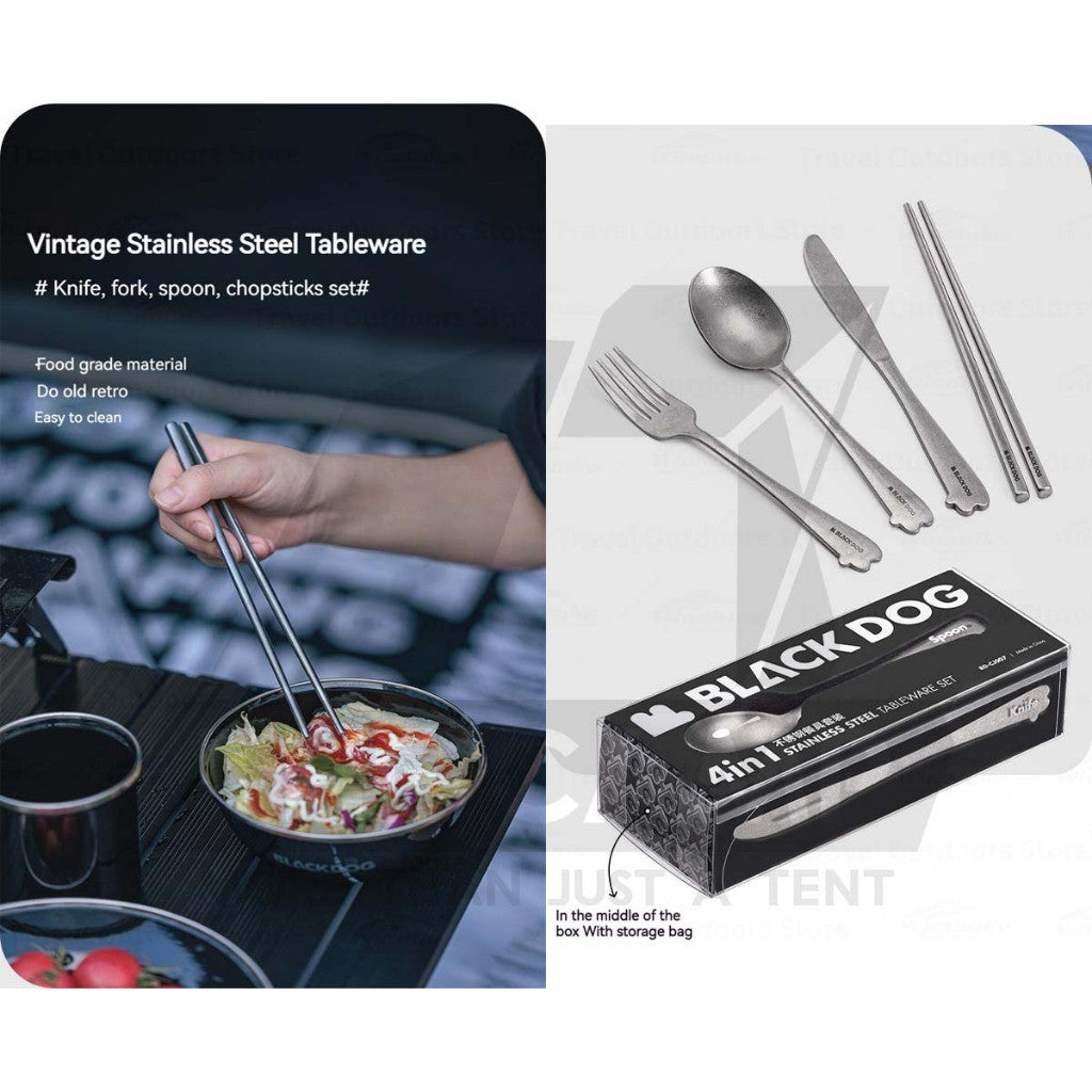 Blackdog 5 in 1 Cutlery Set Retro Vintage Style Stainless Steel 304 Outdoor Travel Camping Dining Picnic BD-CJ007