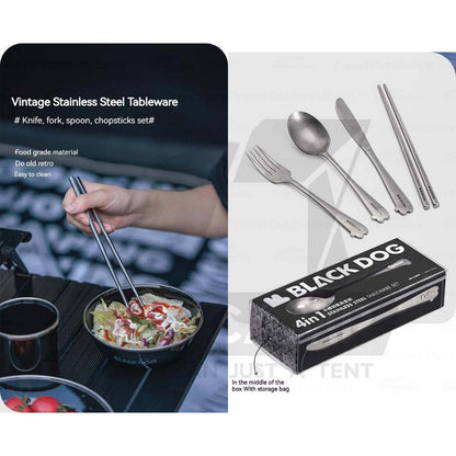 Blackdog 5 in 1 Cutlery Set Retro Vintage Style Stainless Steel 304 Outdoor Travel Camping Dining Picnic BD-CJ007