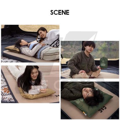 CC Goodnight Pillow 3D Sponge Auto Inflation with Case Dual Height Extra High Outdoor Camping Retro Vintage Style