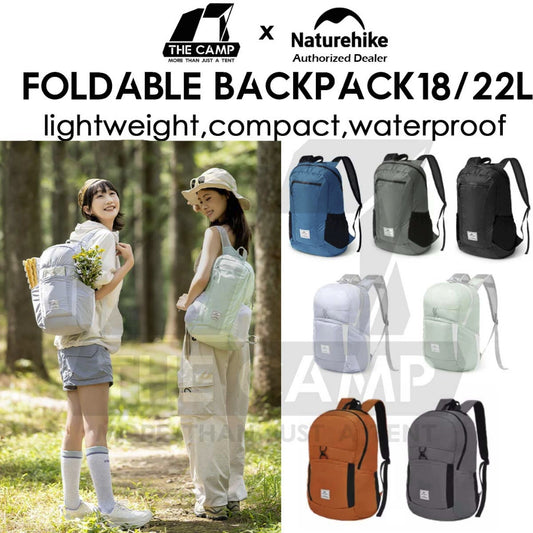 Naturehike Foldable Backpack 18L 22L 30L Nylon Outdoor Waterproof Folding Travel Storage Bag Hiking NH17A017-B