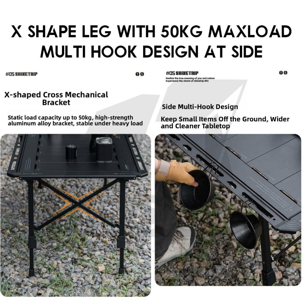 Shinetrip Tuoyu Tactical IGT Table 3.5 /  5 unit  Adjustable Height Expandable Side Outdoor Camping Modular Meja A584