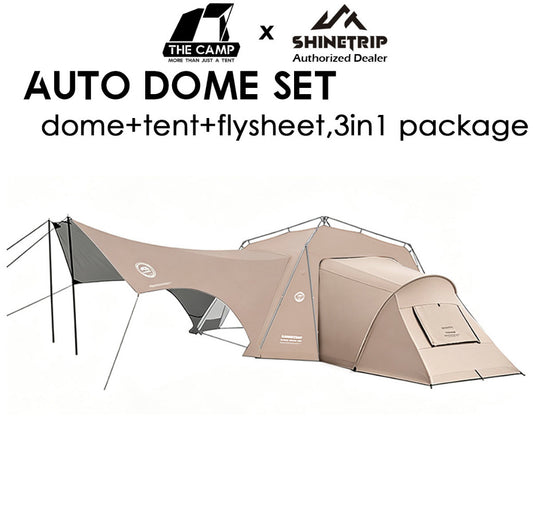 Shinetrip Auto Dome Shelter Tarp Khaki Set Tent 3 in 1 PU2000 Silver Coated Optional Door Cloth Mesh Net 3D Groundsheet