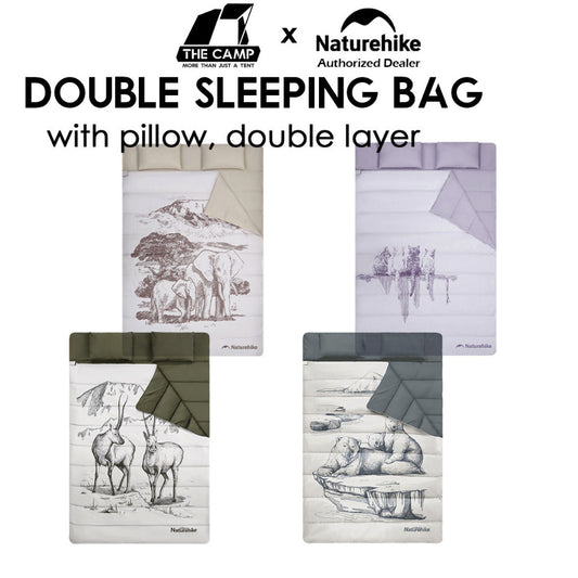 Naturehike Double Sleeping Bag With Pillow 2 Person Outdoor Camping Cotton Travel Portable Envelope NH21MSD06