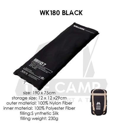 Wellhike SWS Envelope Sleeping Bag Lightweight Splashproof Washable Outdoor Camping Bed Comforter Blanket Black Pink