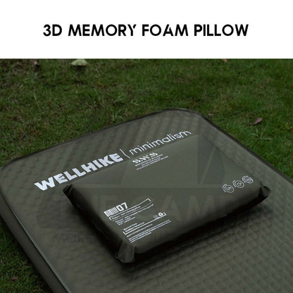 Wellhike SWS Memory Foam Inflatable Sponge Pillow 3D Outdoor Camping Soundless Auto Inflate Travel Air Bed
