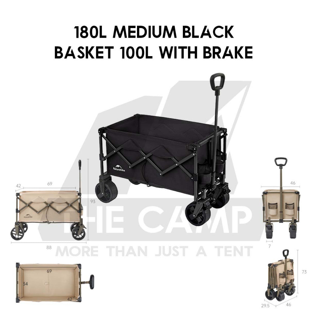 Naturehike QingYing Compact Wagon Trolley Cart with Brake 250L 110L Foldable Detachable Wheel CNK2350JJ012