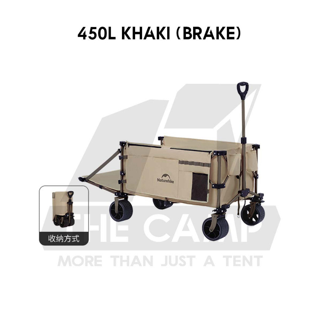 Naturehike JL Wagon Trolley Outdoor Camping Cart with Brake 10cm Thick Wheel 140L 280L 340L 385L 450L Black CNK2450JJ017