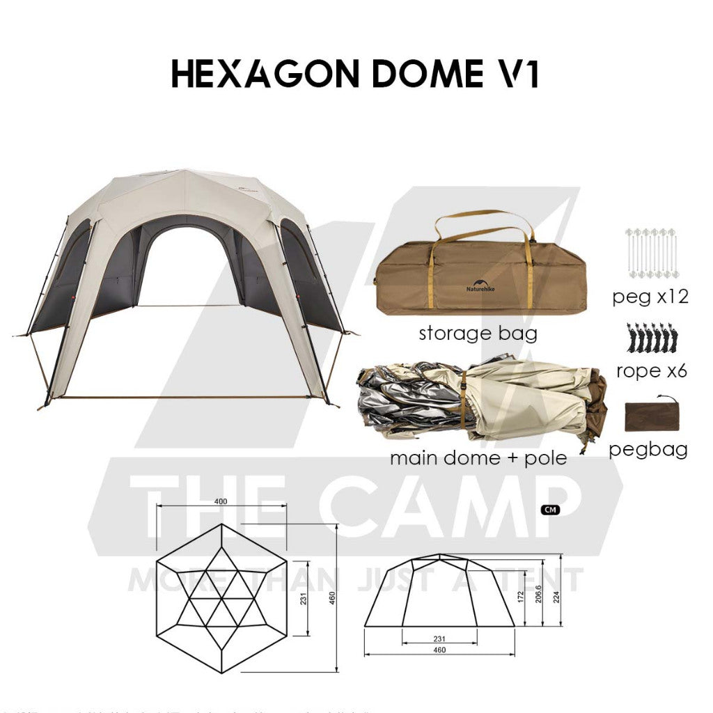 Naturehike Hexagon Auto Dome Shelter V1 V2 Cloud Boundary Quick Opening Canopy Flysheet Door Mesh TPU Cloth CNK230WS014