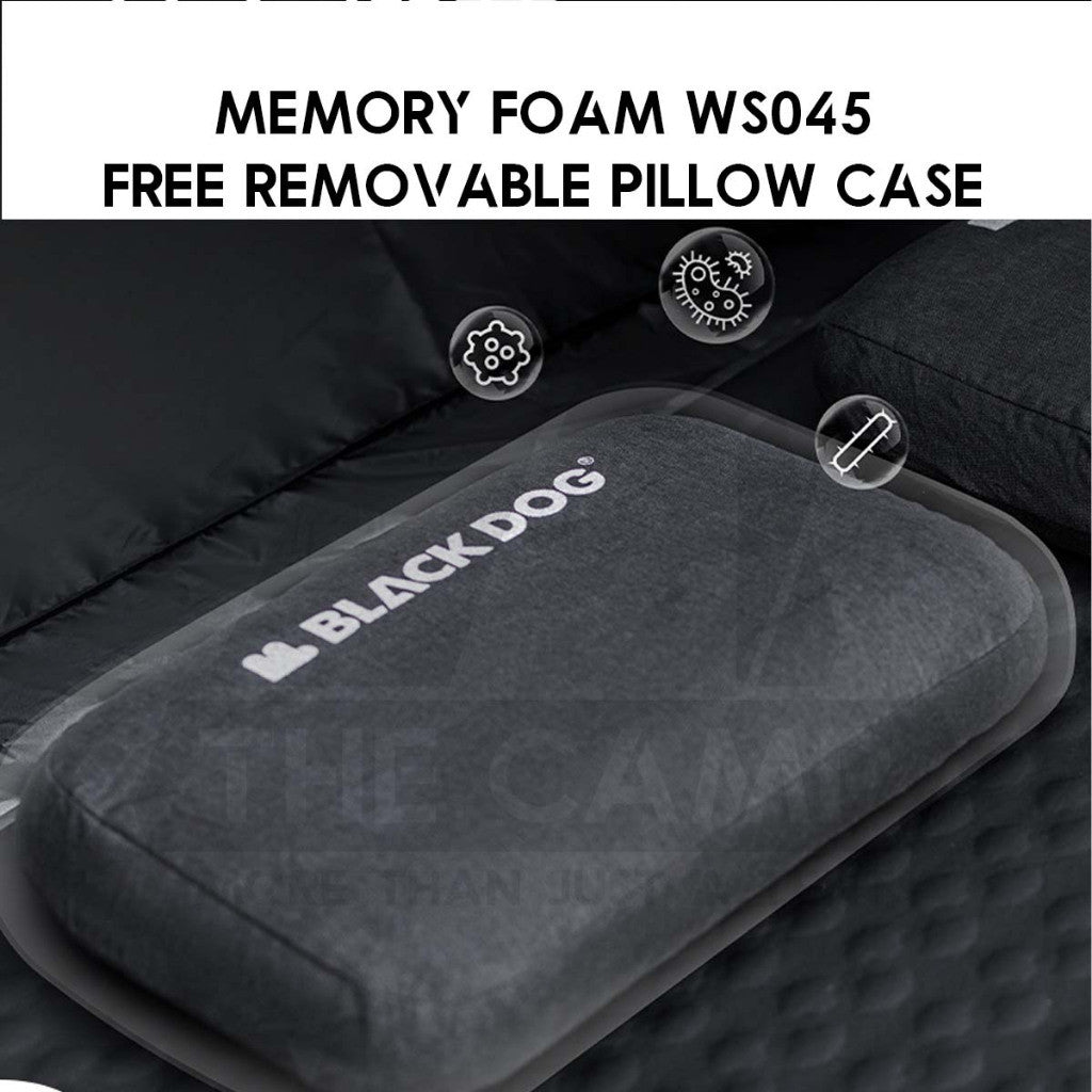 Blackdog Auto Inflation Sponge Memory Foam Pillow with Case Black for Bed Mattress Inflatable CBD2450WS045 BD-CQZ001