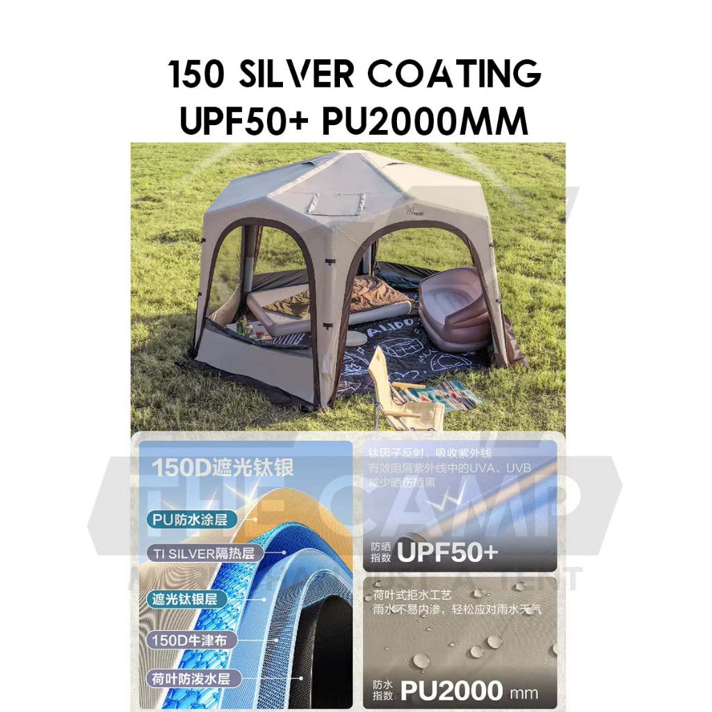Vidalido Star Island Air Dome with Optional Door Cloth 2 in 1 Mesh Connector PU2000 Silver Coated Black Brown Khaki