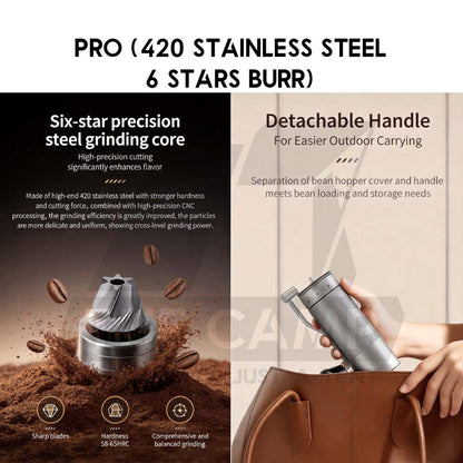 Cliton Manual Grinder Ceramic / 420 Stainless Steel Burr Coffee Machine Maker Outdoor KMDJ-LSP-6-L HC HS-A
