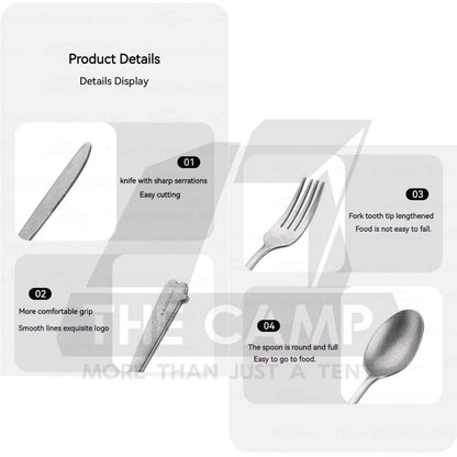 Blackdog 5 in 1 Cutlery Set Retro Vintage Style Stainless Steel 304 Outdoor Travel Camping Dining Picnic BD-CJ007