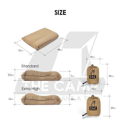 CC Goodnight Pillow 3D Sponge Auto Inflation with Case Dual Height Extra High Outdoor Camping Retro Vintage Style